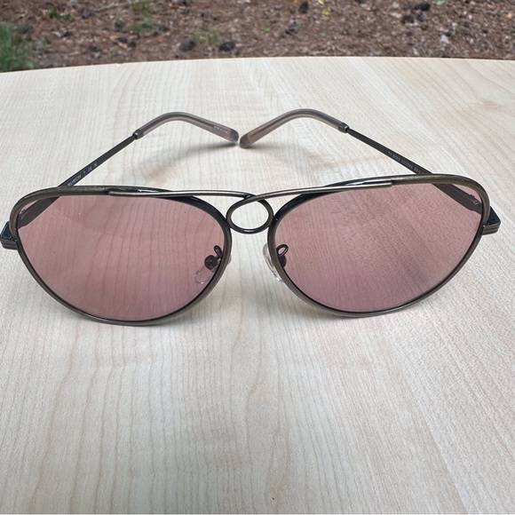 TORY BURCH sunglasses for women aviators with rose pink lenses metal NEW + CASE - Picture 2 of 11